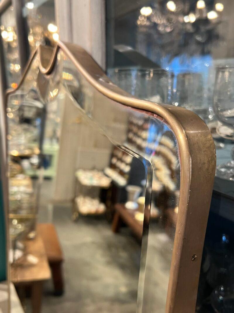 Striking Brass Mirror Bevelled Glass - Italy 1950s For Sale 1