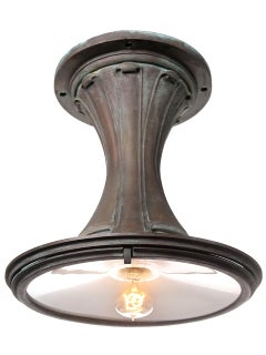 Striking Bronze Art Nouveau Railroad Ceiling Lamp
