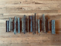 Striking Brutalist Patinated Brass and Copper & Enamel Wall Sculpture