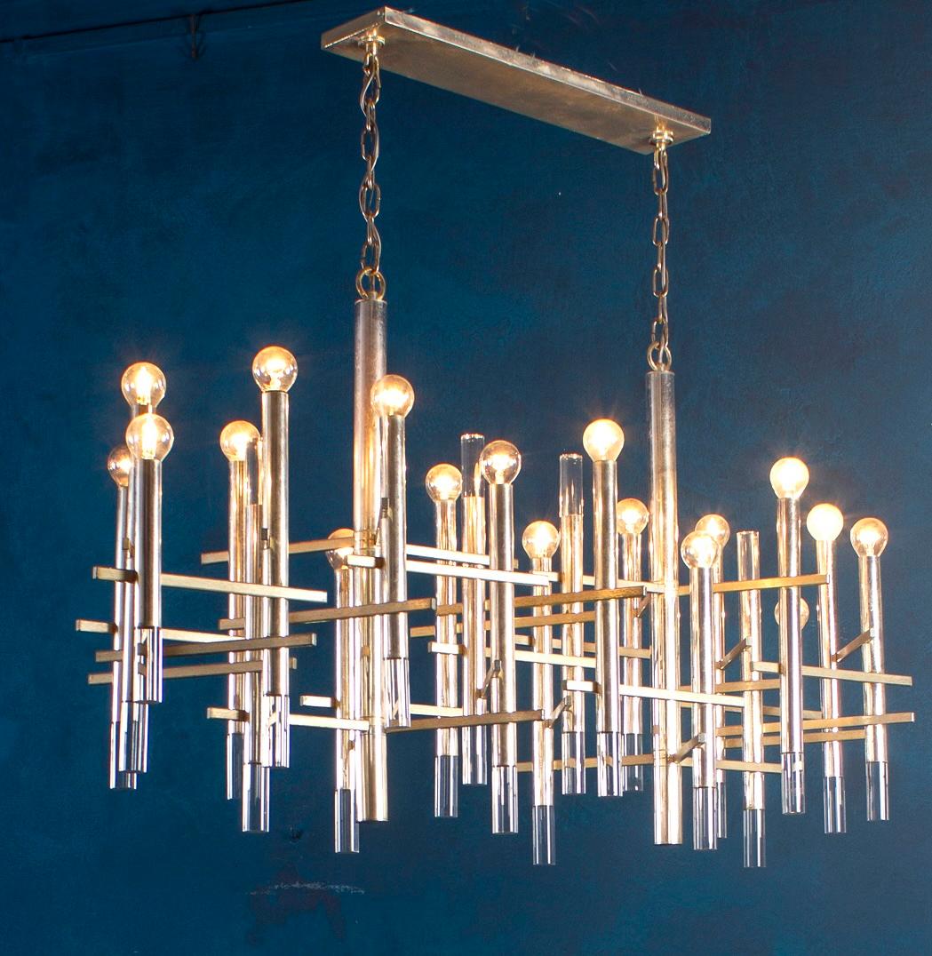 Llamativa lámpara de araña de Gaetano Sciolari Italia, 1970 Moderno de mediados de siglo en venta