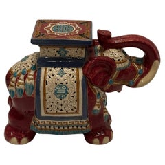 Striking Dark Red Oxide Terracotta Elephant Side Table