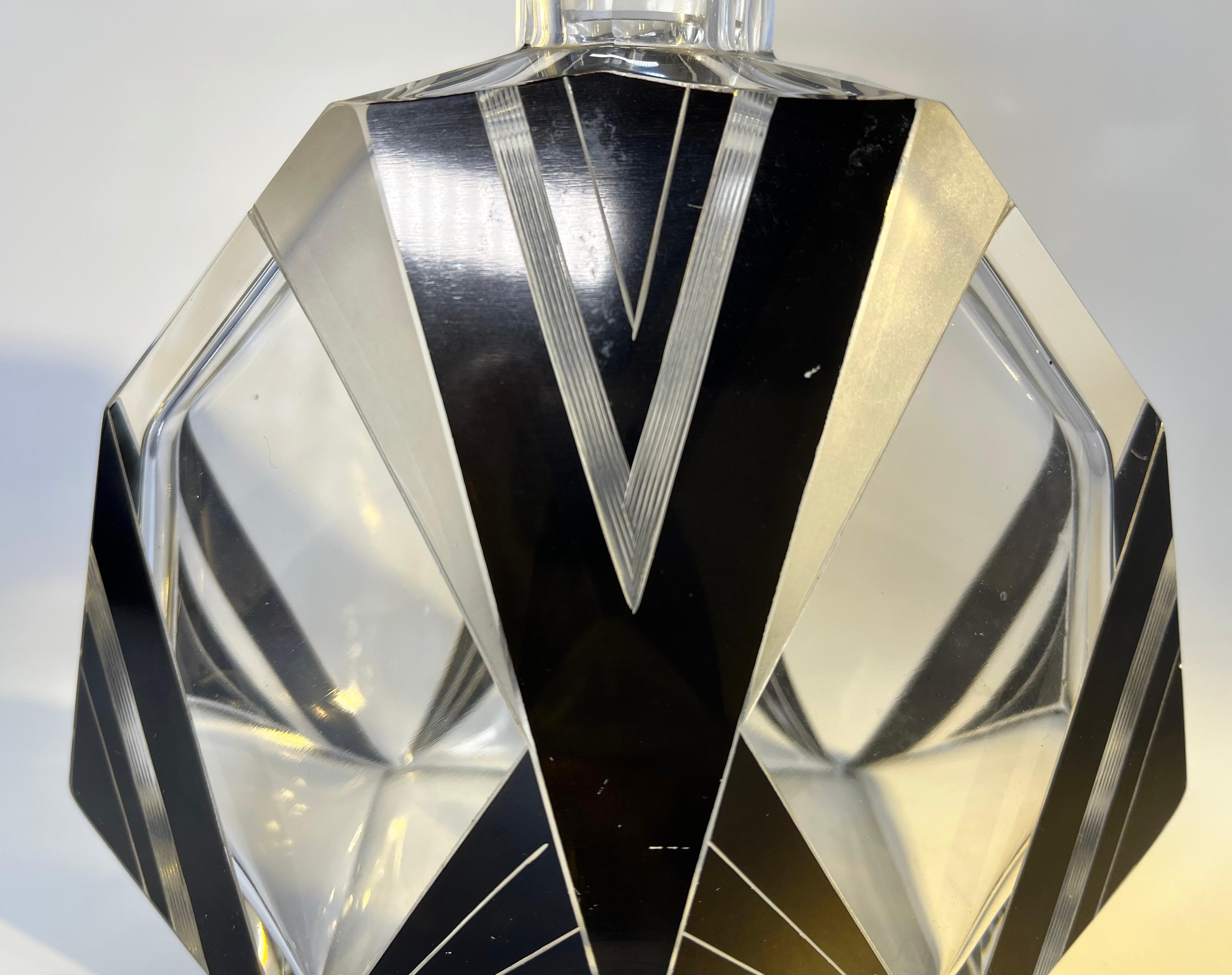 Oversized, Decadent Art Deco Czech Crystal Bohemian Perfume Flacon 1930's For Sale 4
