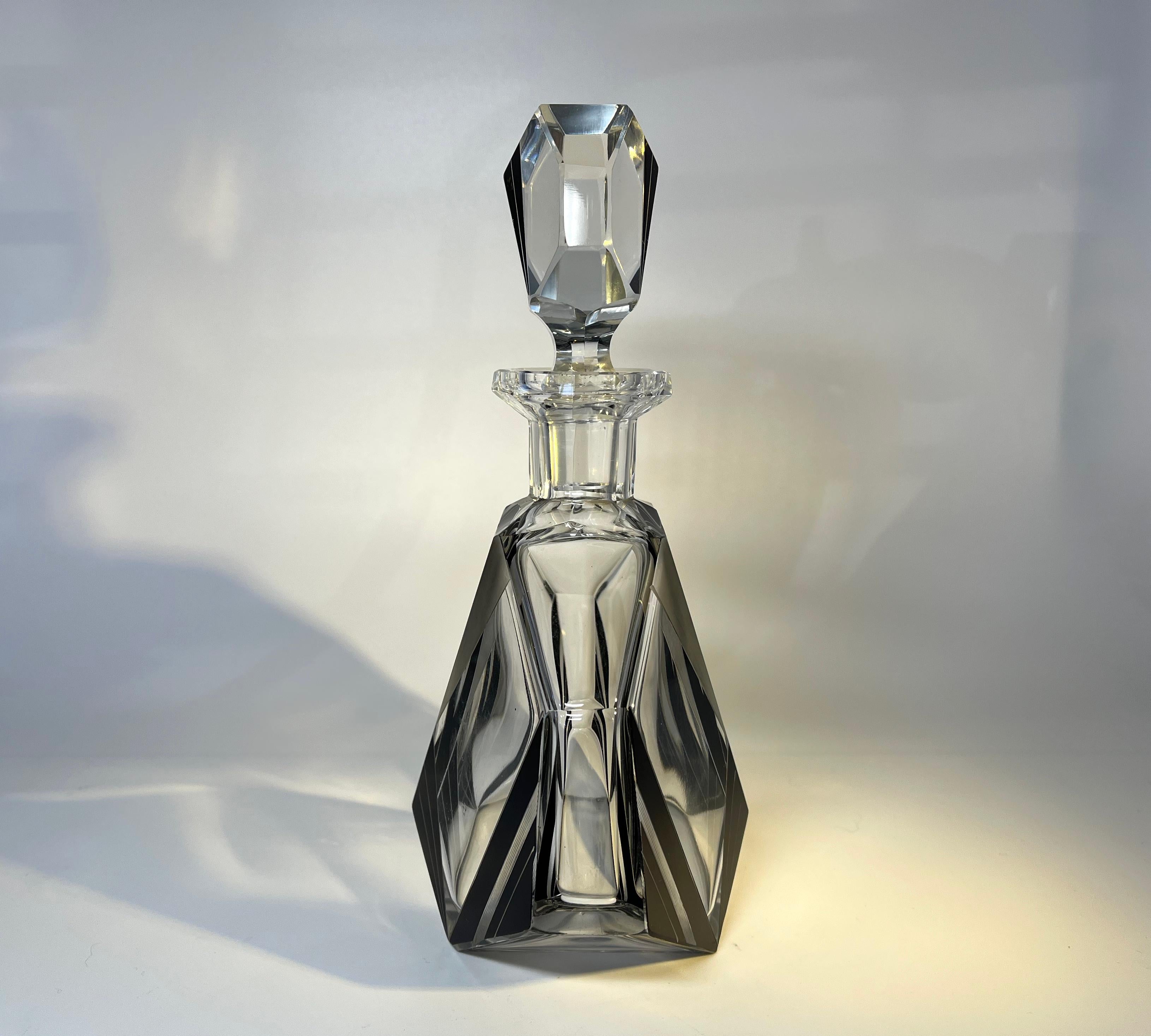 Oversized, Decadent Art Deco Czech Crystal Bohemian Perfume Flacon 1930's In Good Condition For Sale In Rothley, Leicestershire