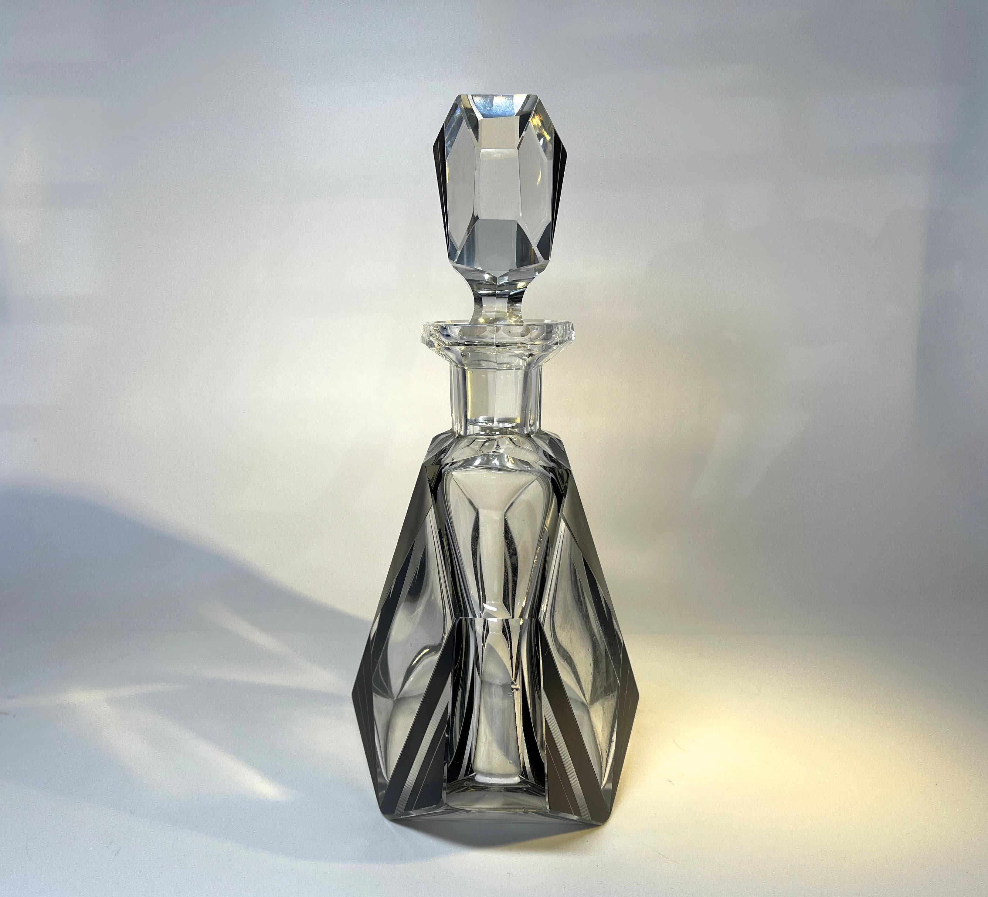 Glass Oversized, Decadent Art Deco Czech Crystal Bohemian Perfume Flacon 1930's For Sale