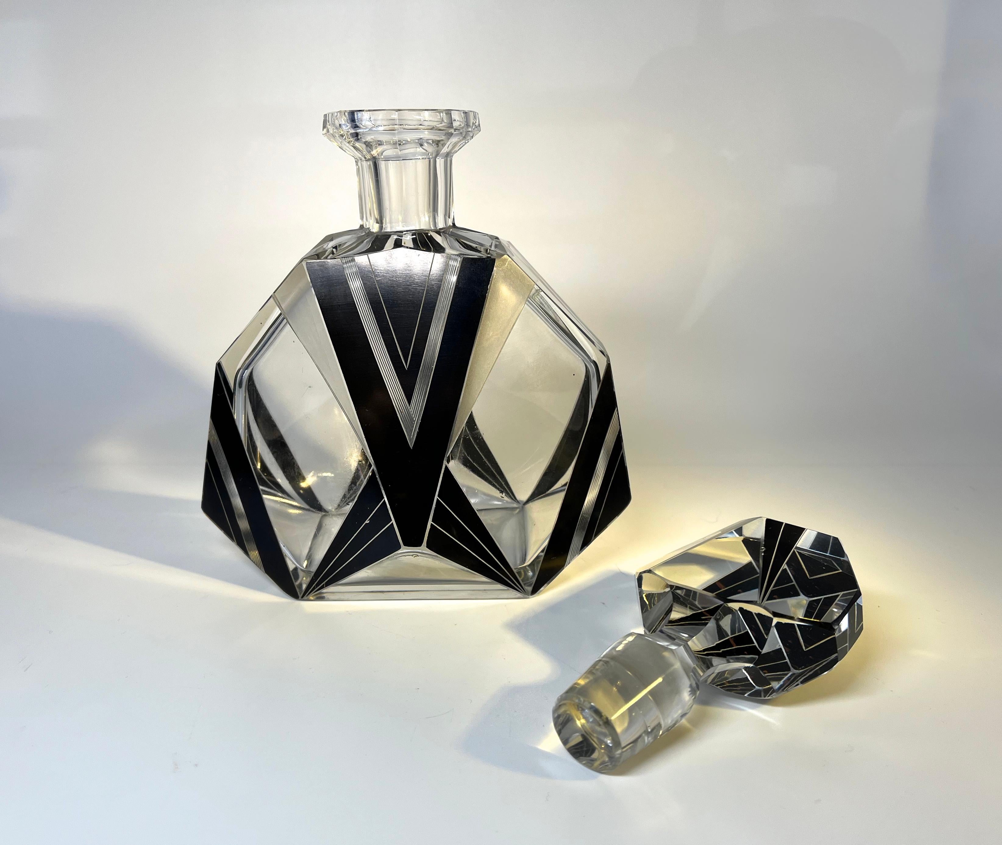 Oversized, Decadent Art Deco Czech Crystal Bohemian Perfume Flacon 1930's For Sale 1