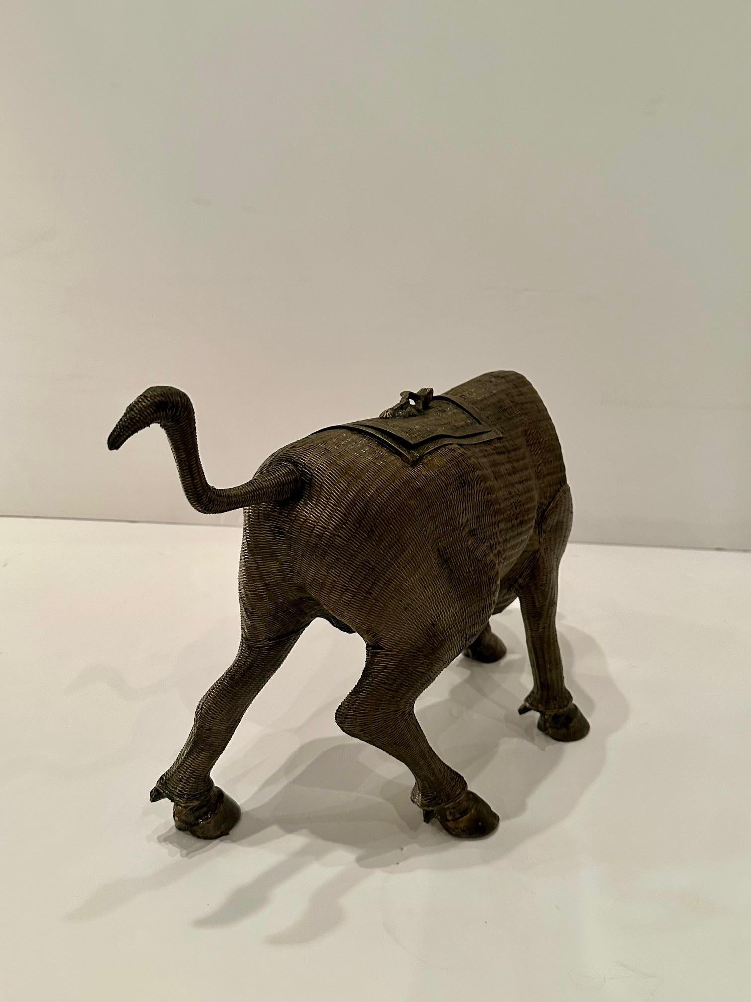 Striking Decorative Rattan Box in Shape of Bull For Sale 6