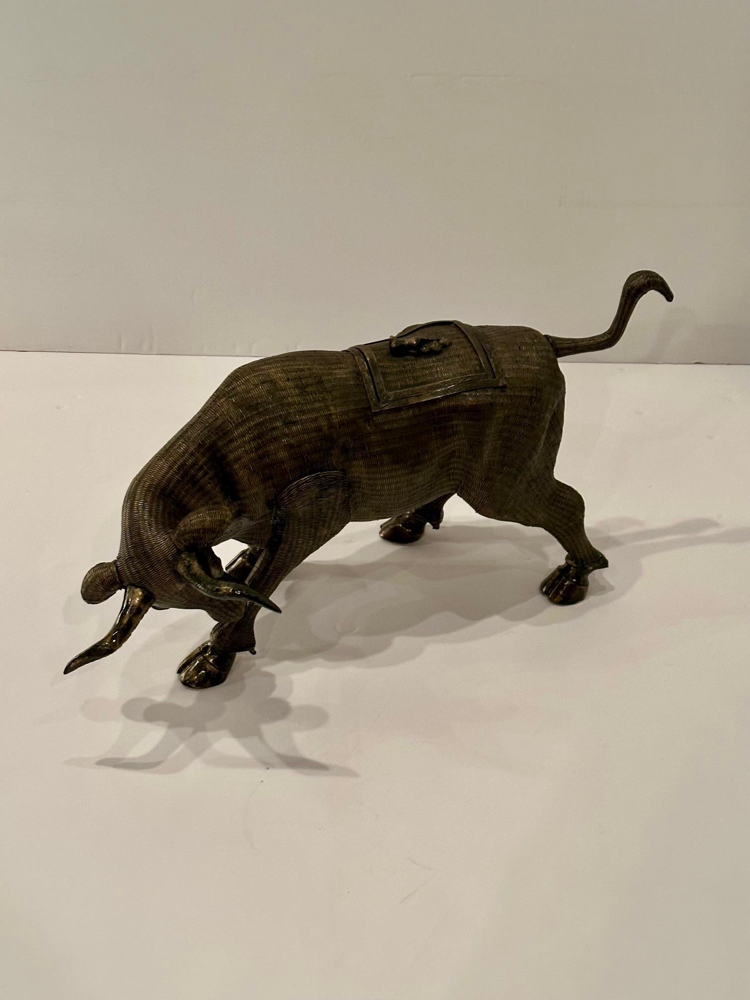Striking Decorative Rattan Box in Shape of Bull For Sale 9