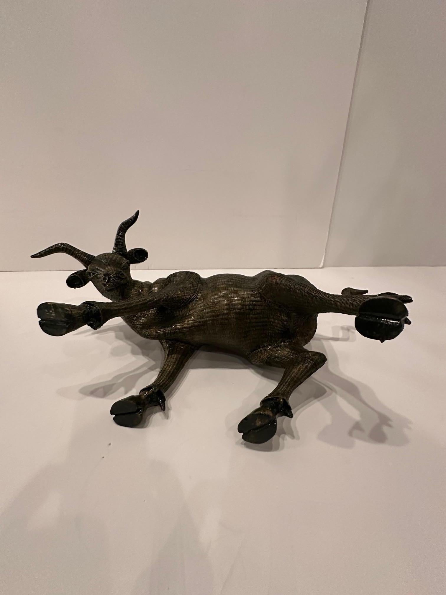 Striking Decorative Rattan Box in Shape of Bull For Sale 10