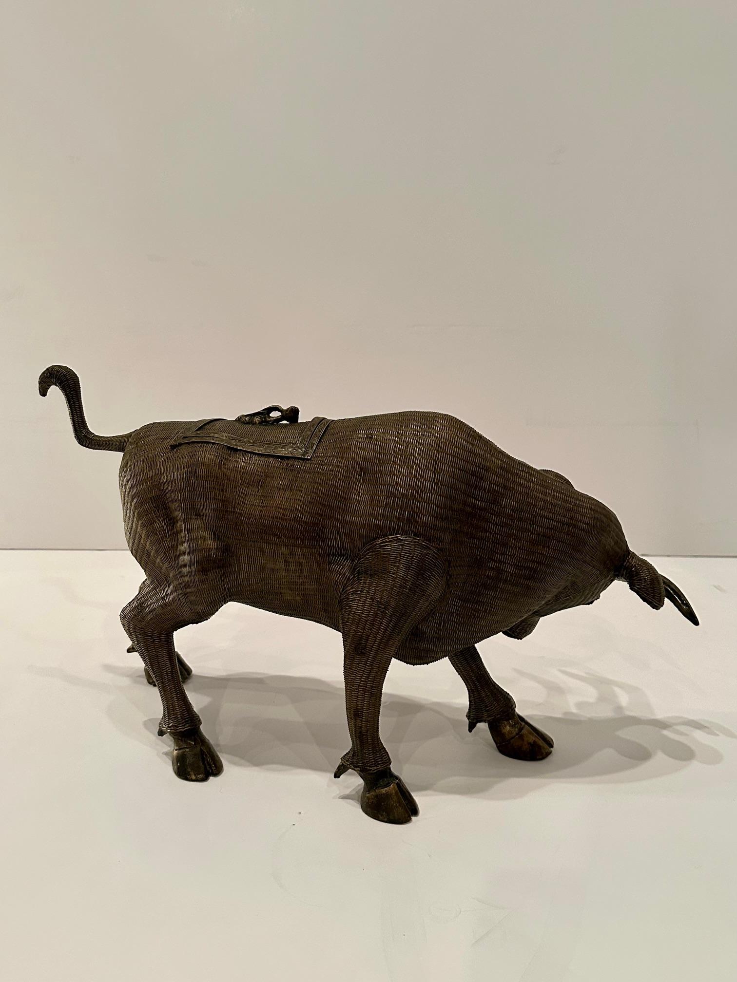 Striking Decorative Rattan Box in Shape of Bull For Sale 4