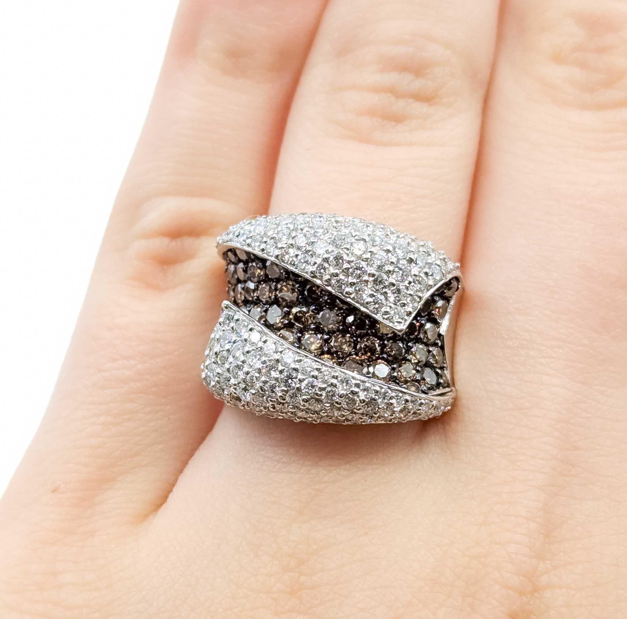 Whiting Diamond Wave Ring en or blanc 18k Pour femmes en vente