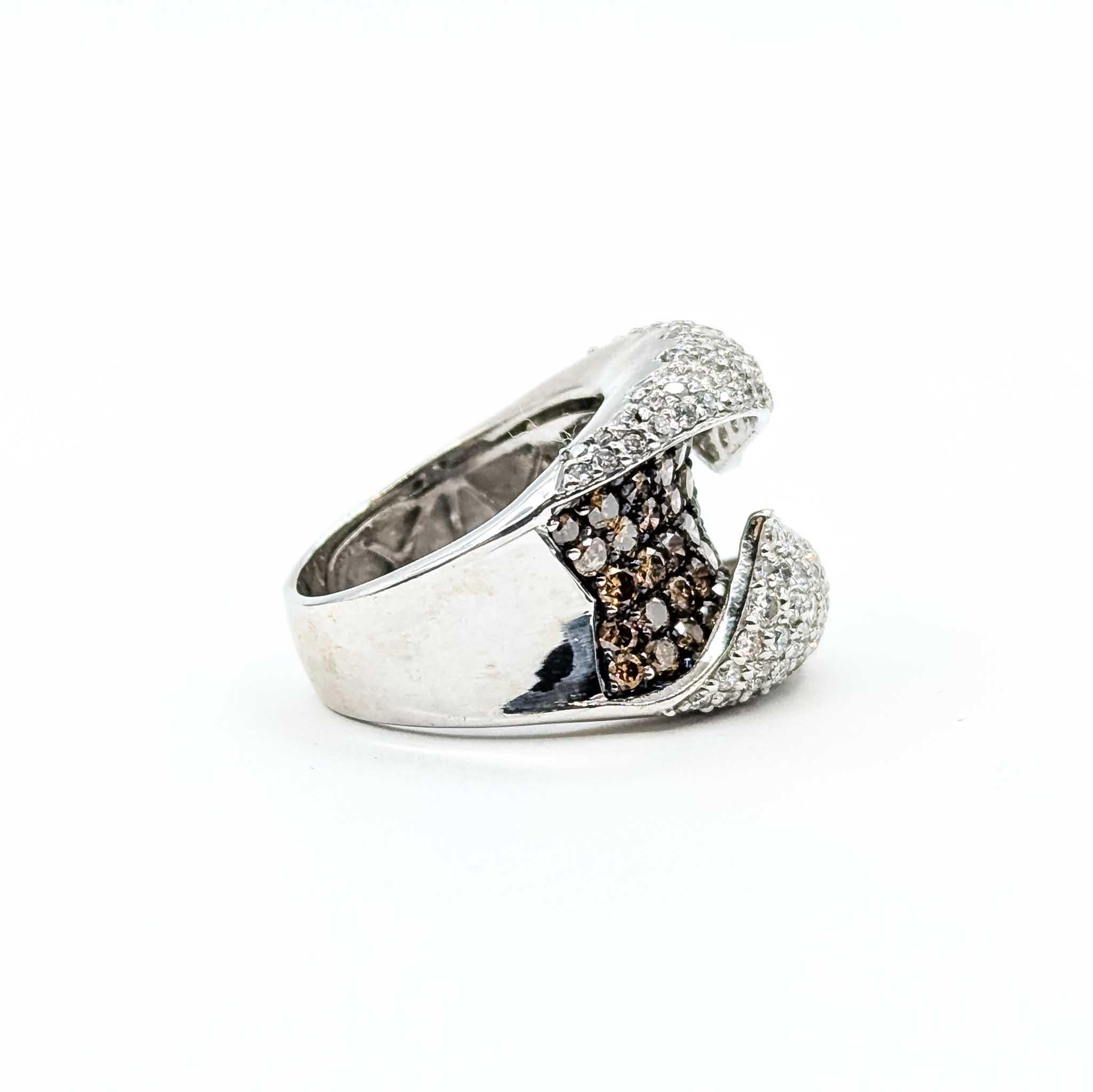 Whiting Diamond Wave Ring en or blanc 18k en vente 1