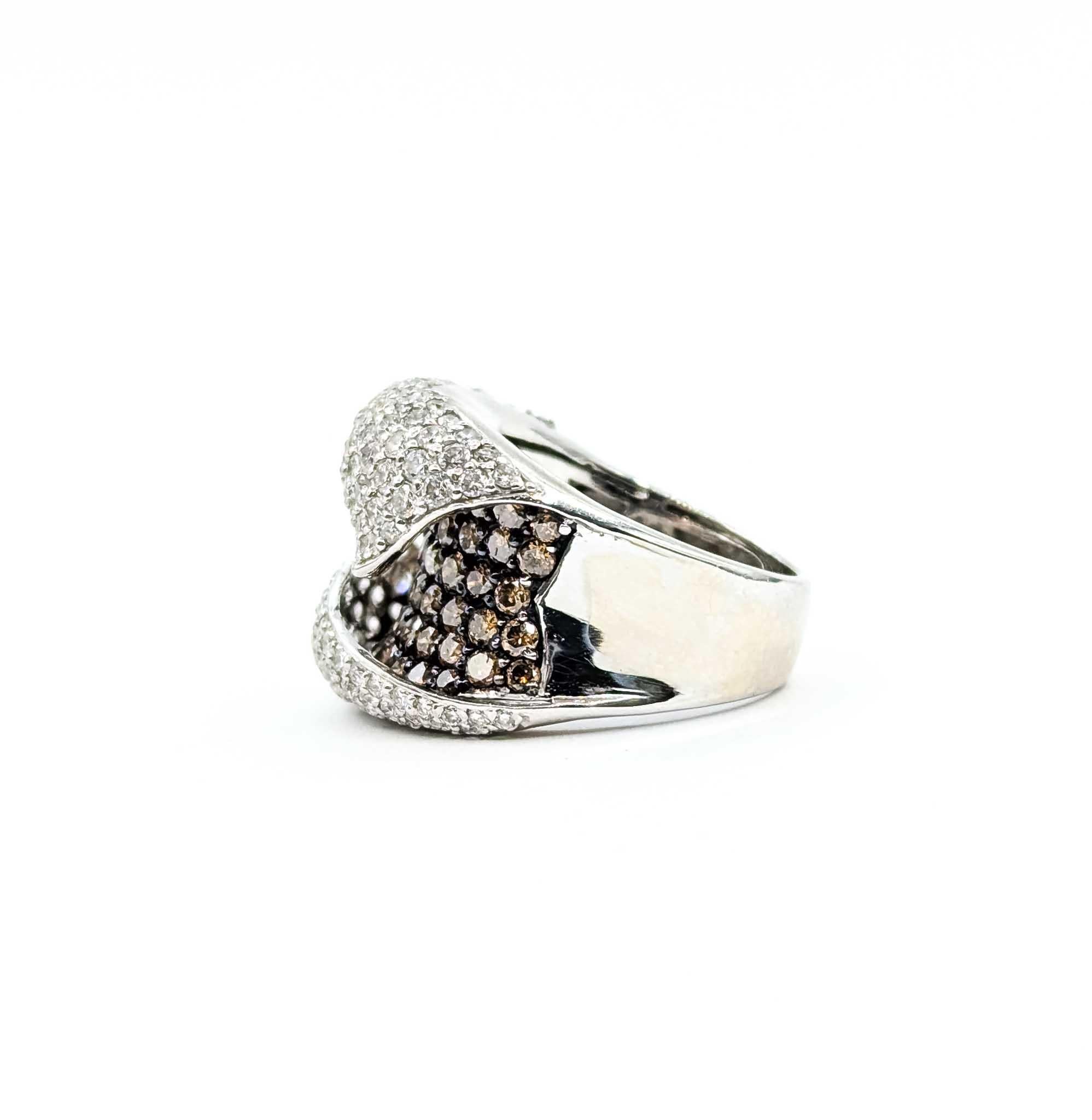 Whiting Diamond Wave Ring en or blanc 18k en vente 3