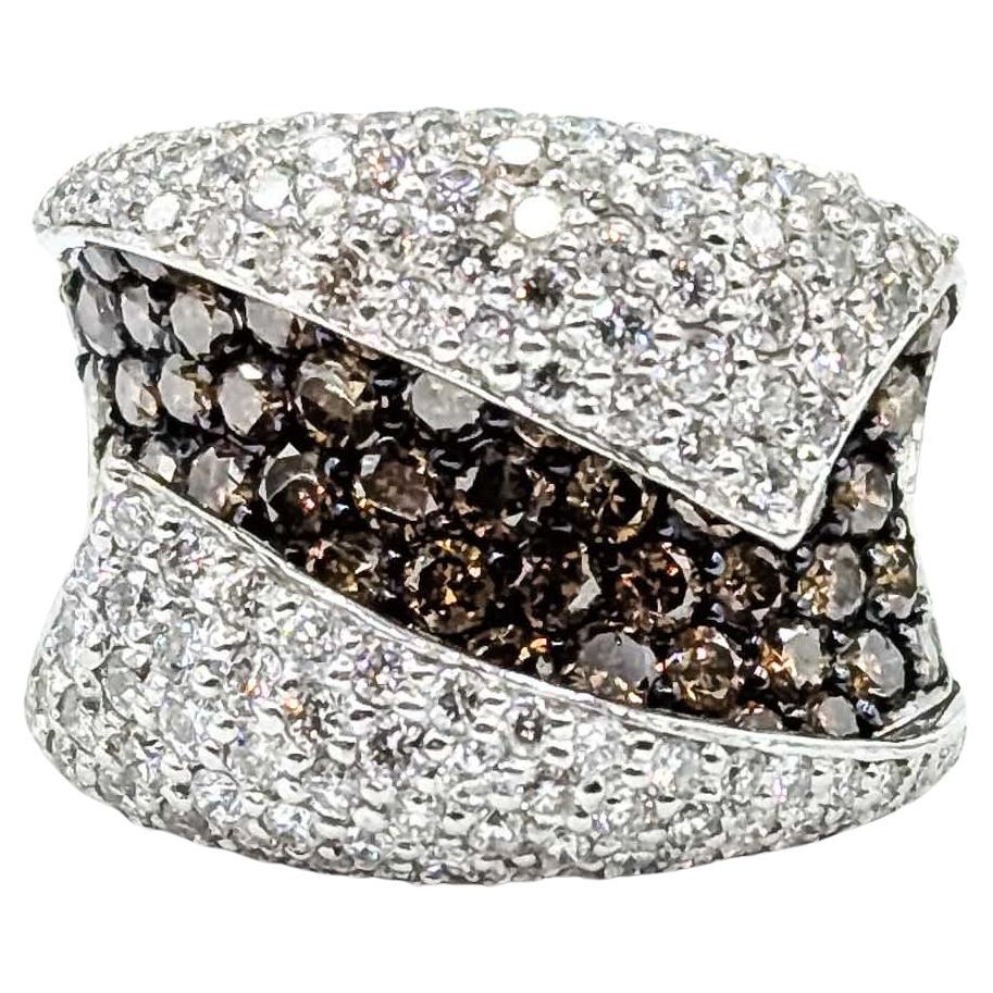 Whiting Diamond Wave Ring en or blanc 18k en vente