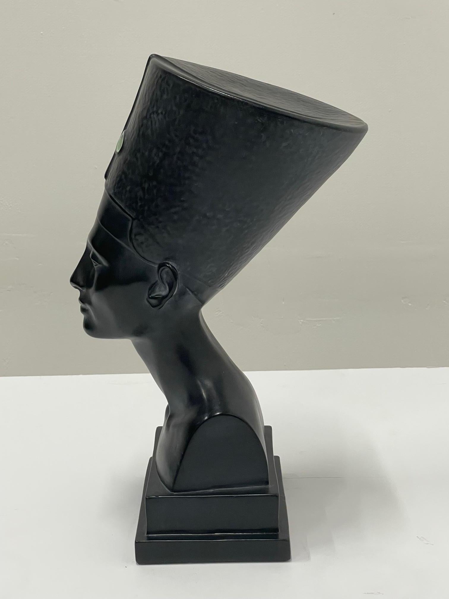 Striking Ebonized Plaster Bust of Nefertiti 1