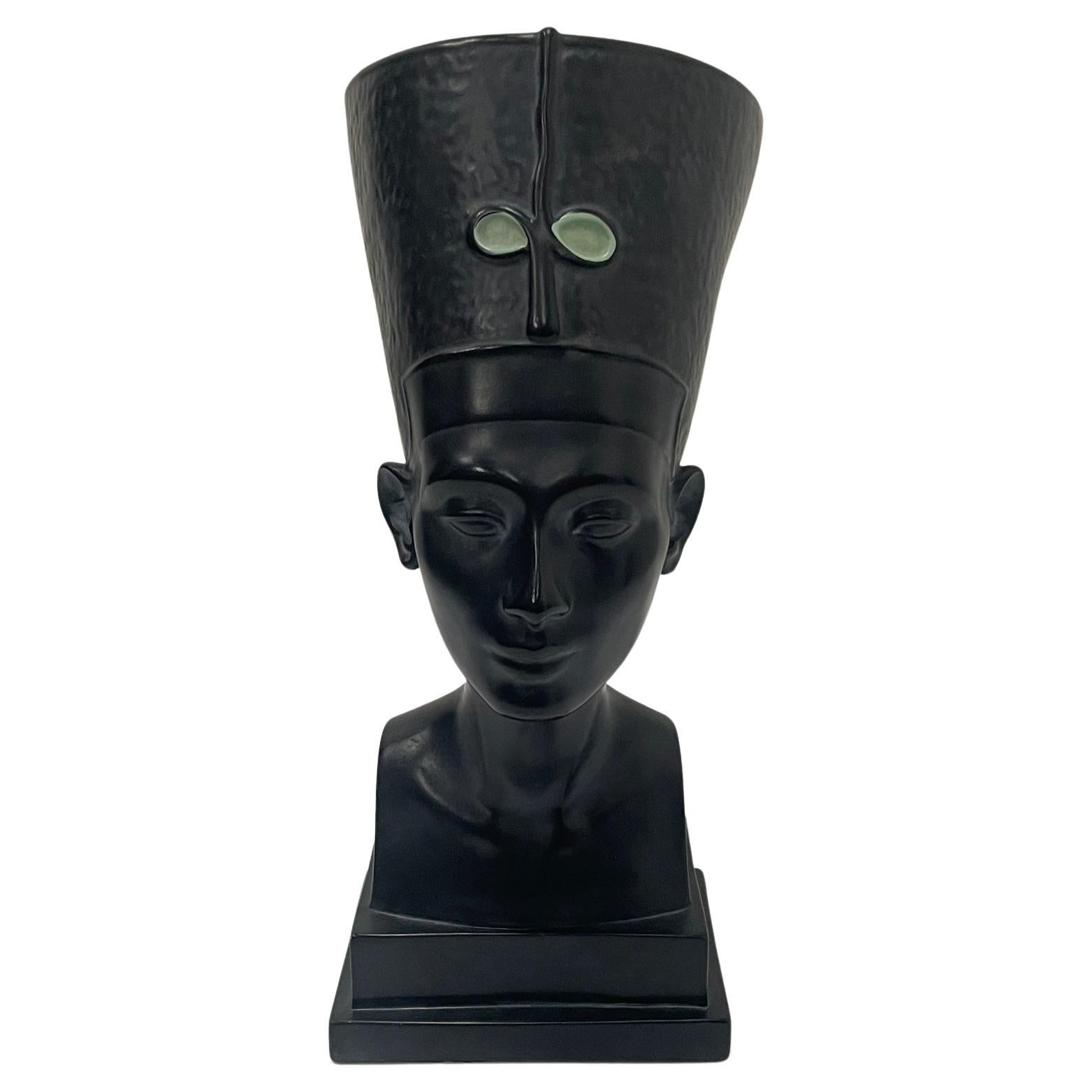 Striking Ebonized Plaster Bust of Nefertiti