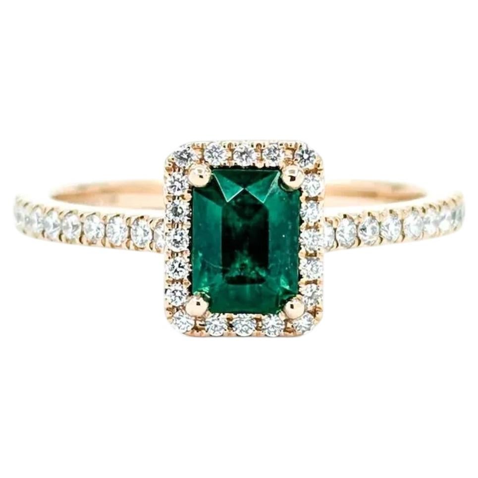 Striking Emerald & Diamond Ring in 14k Rose Gold