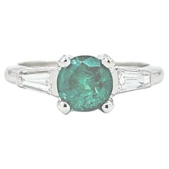 Striking Emerald & Diamond Ring in Platinum