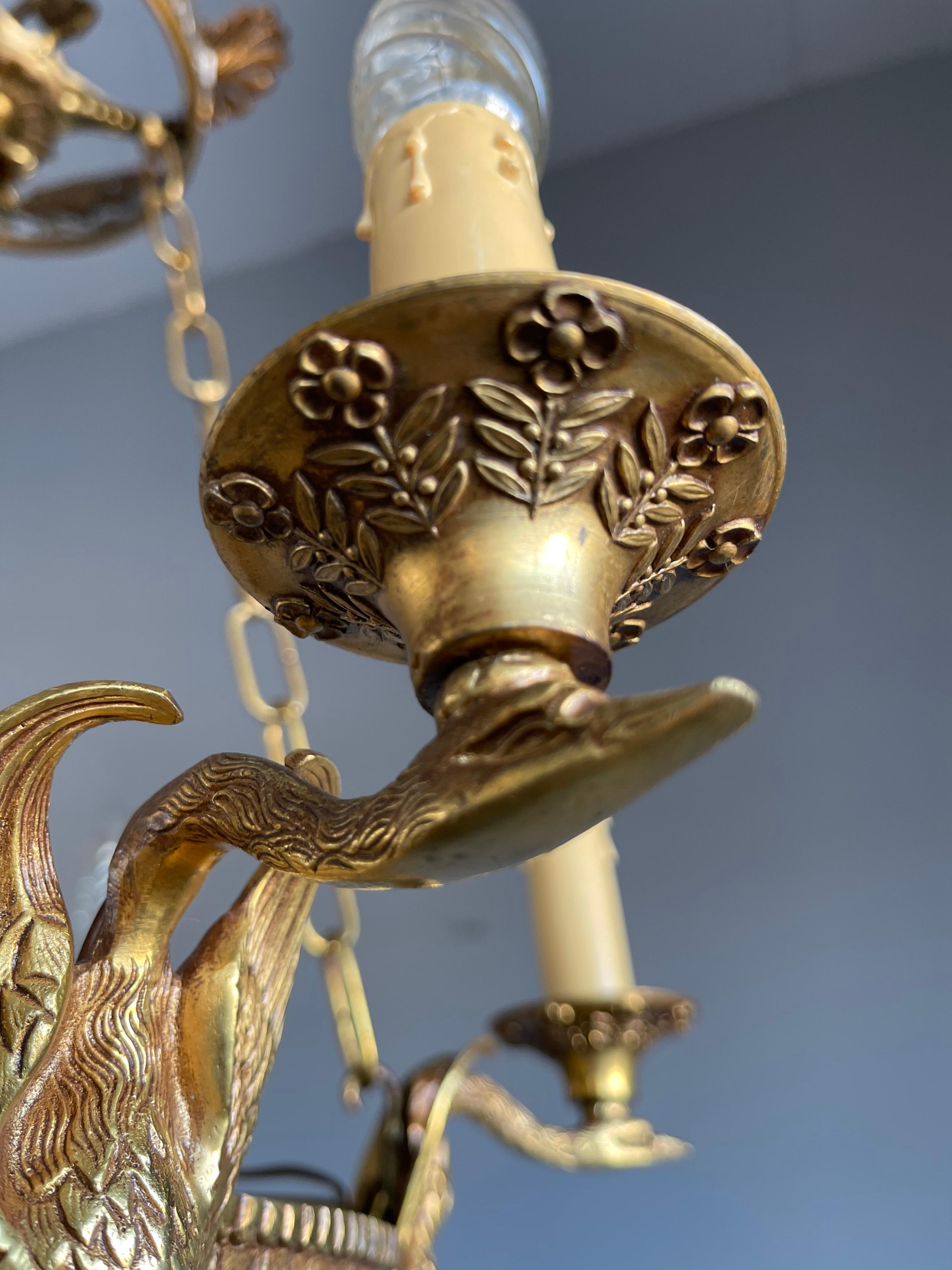 Lampada a sospensione in stile impero in bronzo dorato, vetro di cristallo e pietra d'alabastro in vendita 6