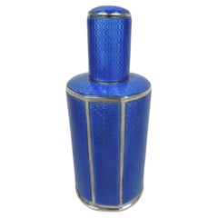 Striking English Art Deco Silver and Blue Enamel Perfume