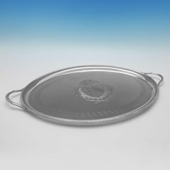 Striking Engraved Neoclassical Antique Sterling Silver Tray, London 1798