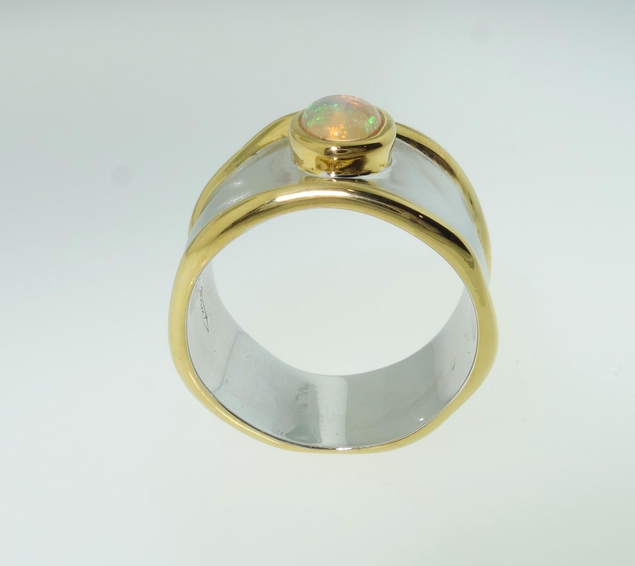 Women's or Men's Striking Ethiopian Opal Solitaire Sterling Silver Ring