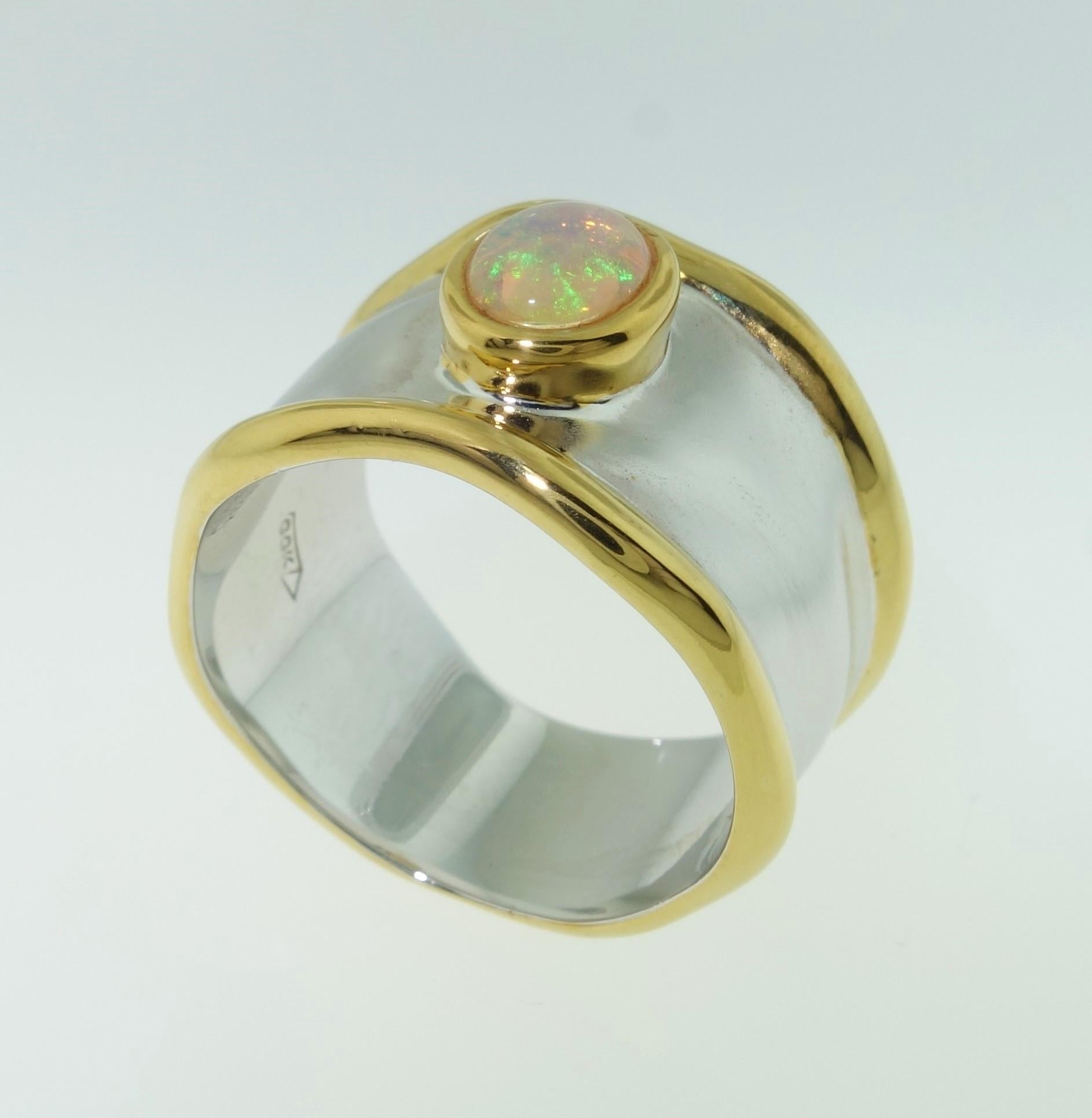 Striking Ethiopian Opal Solitaire Sterling Silver Ring 1