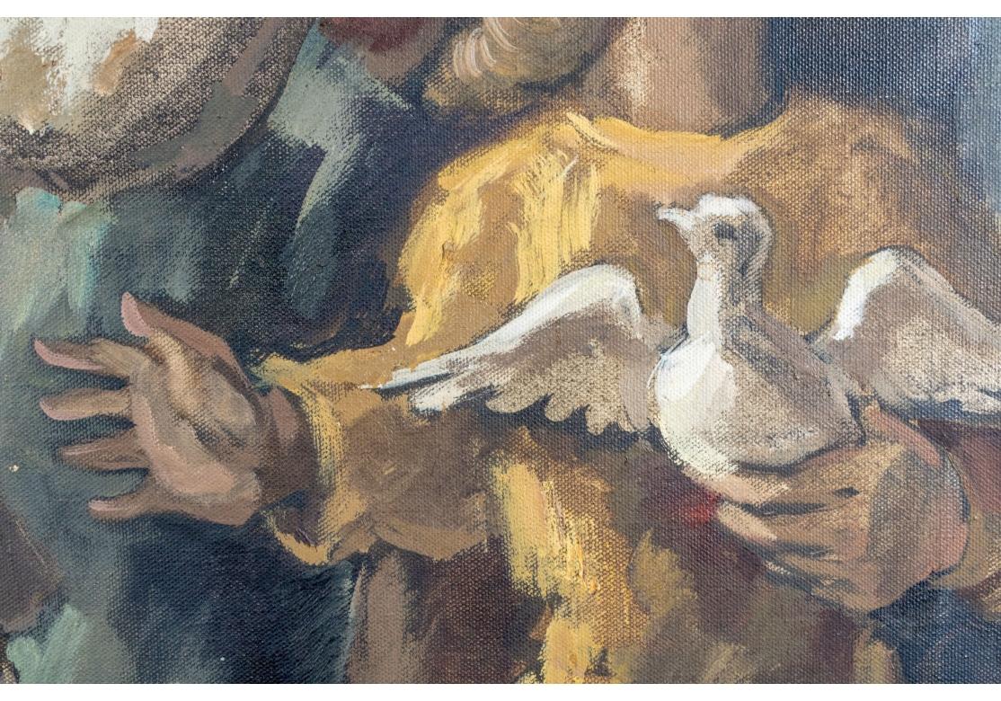 Auffälliges expressionistisches Gemälde des Pied Piper (Leinwand) im Angebot