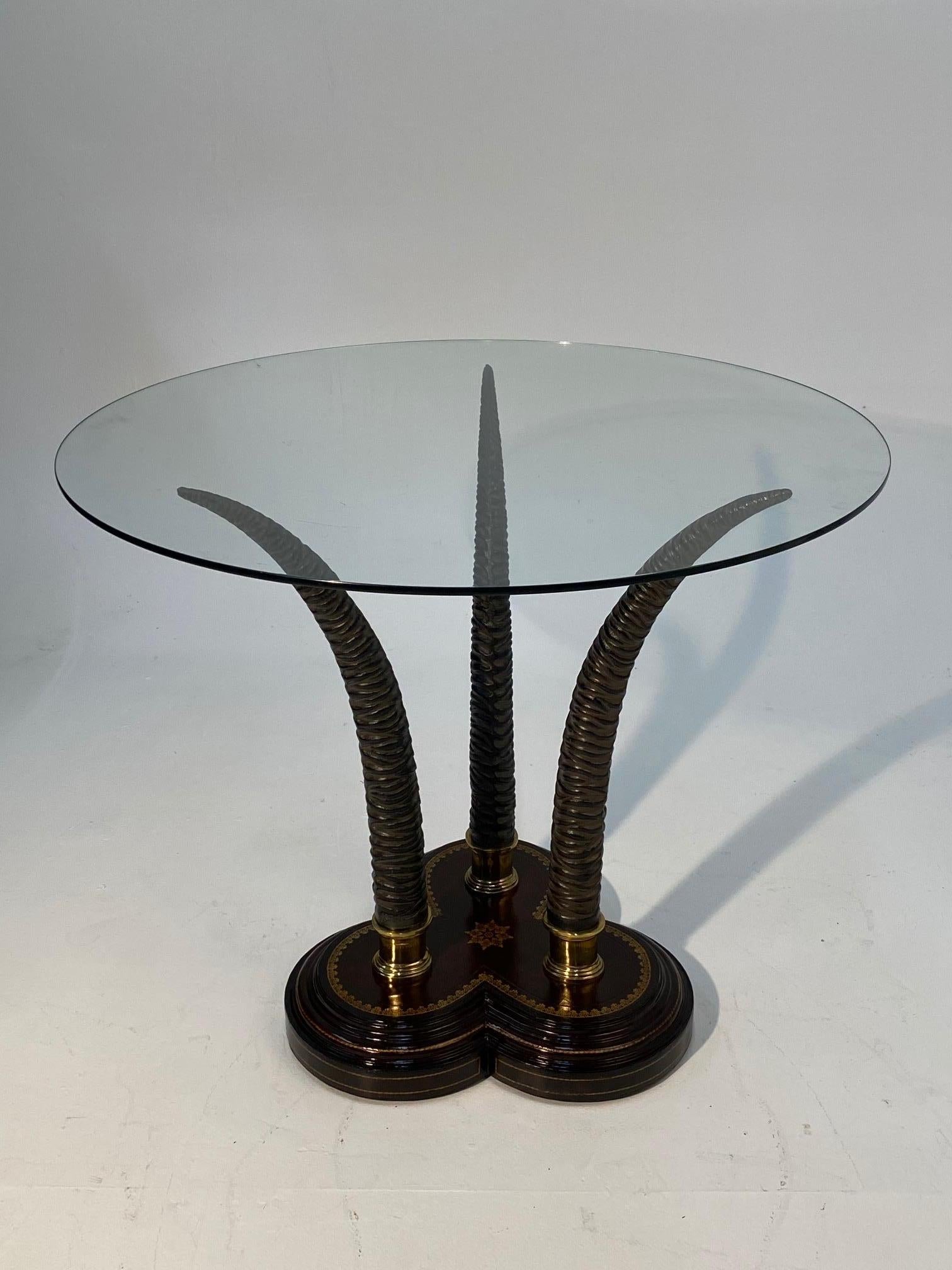 Organic Modern Striking Maitland Smith Faux Antler and Tooled Leather Center Table