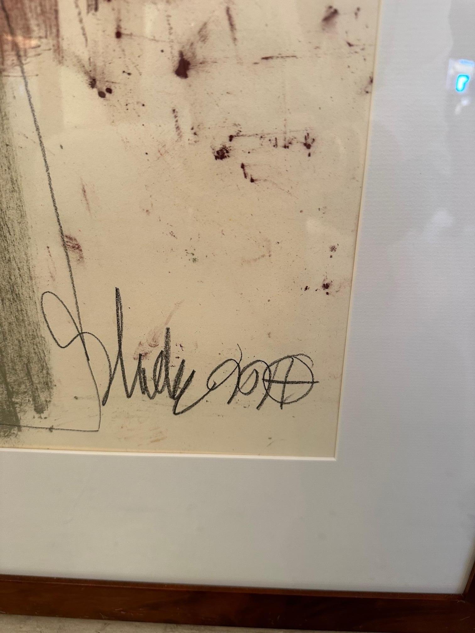 Llamativo cuadro figurativo firmado por el artista Slade Papel en venta