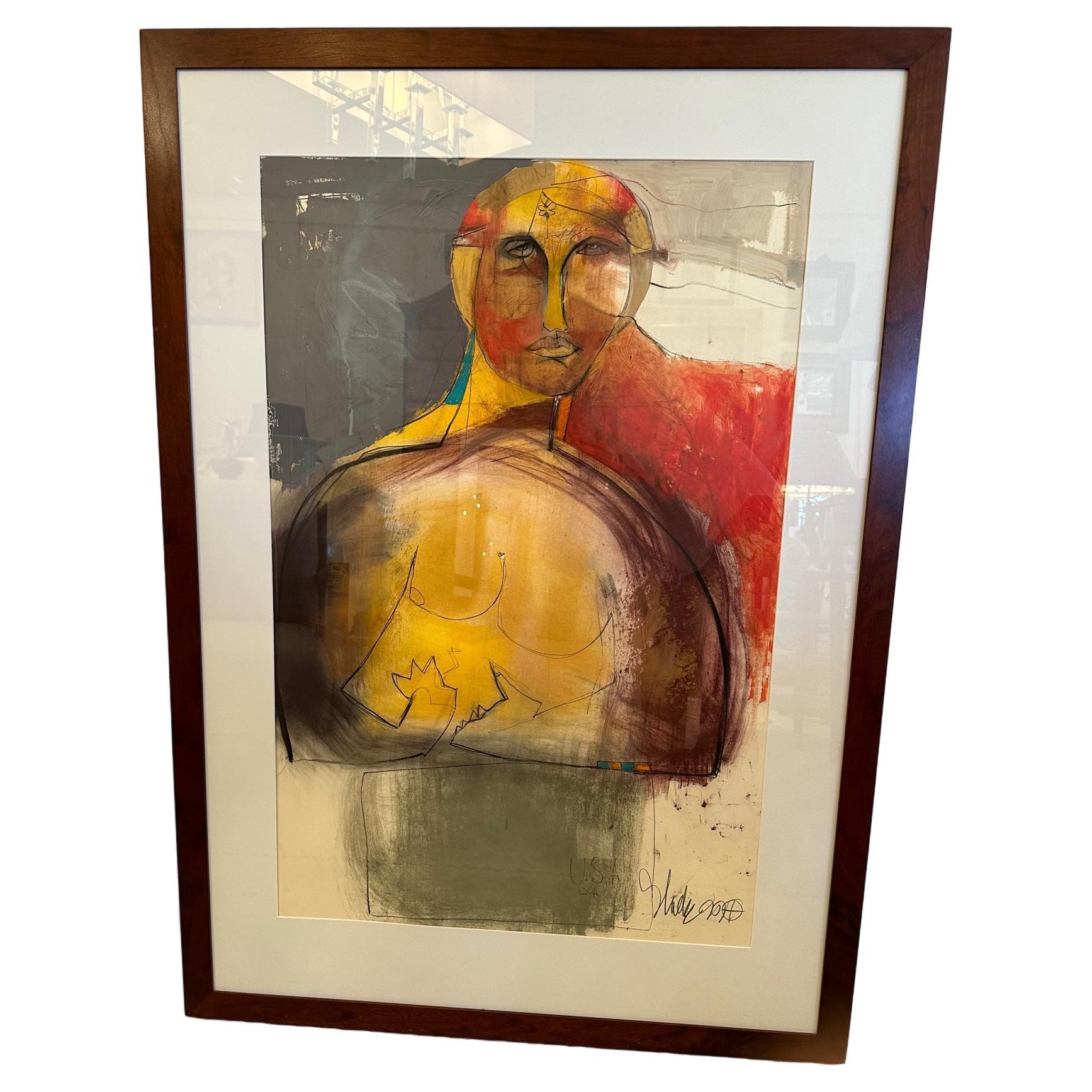 Striking Figurative Painting Signed by Artist Slade For Sale