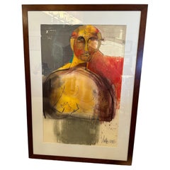 Vintage Striking Figurative Painting Signed by Artist Slade