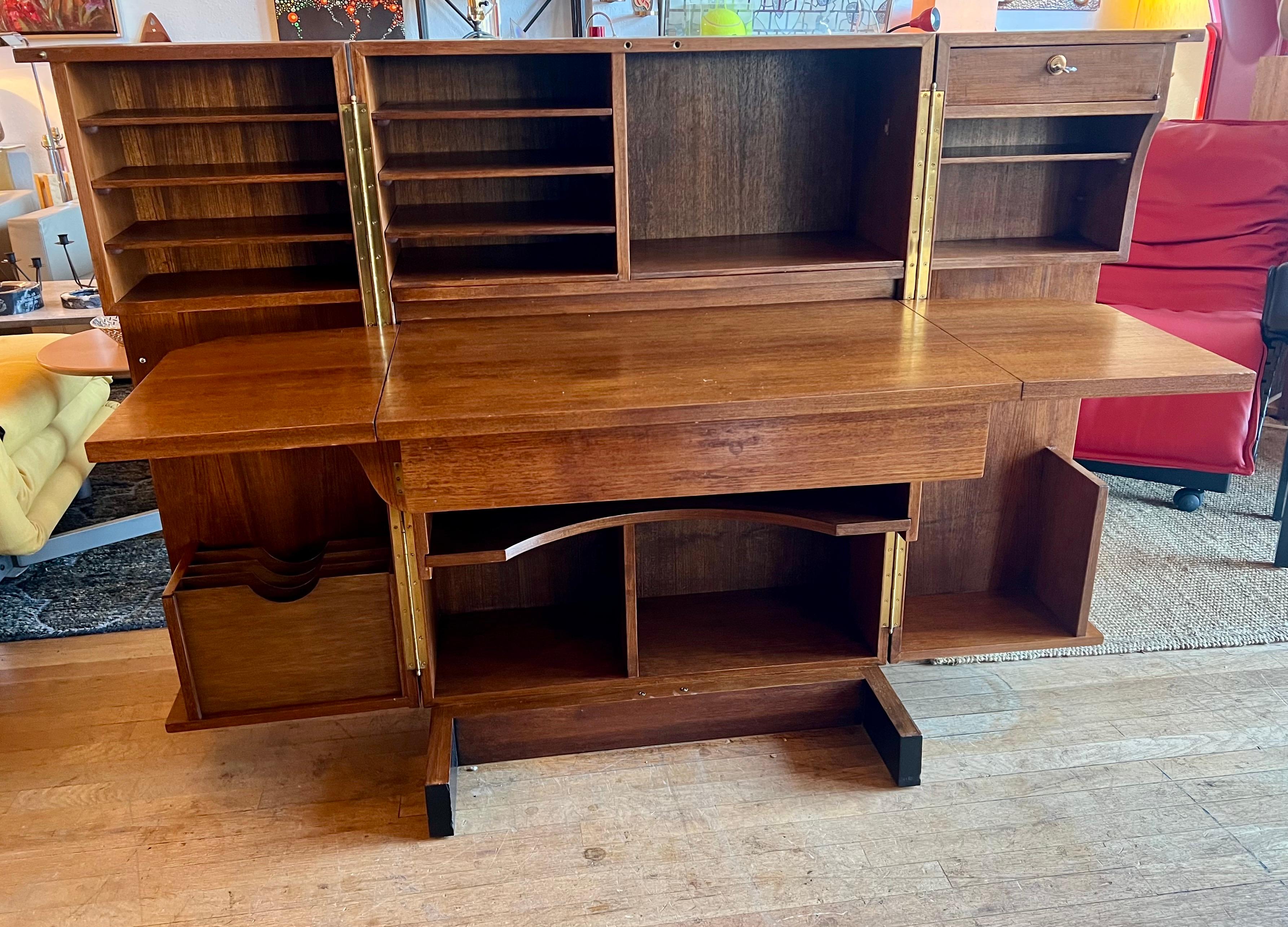 Striking Folding Danish Modern Mid Century Desk in Walnut 1