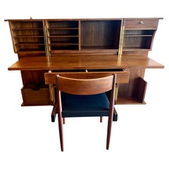 Striking Folding Danish Modern Mid Century Desk in Walnut