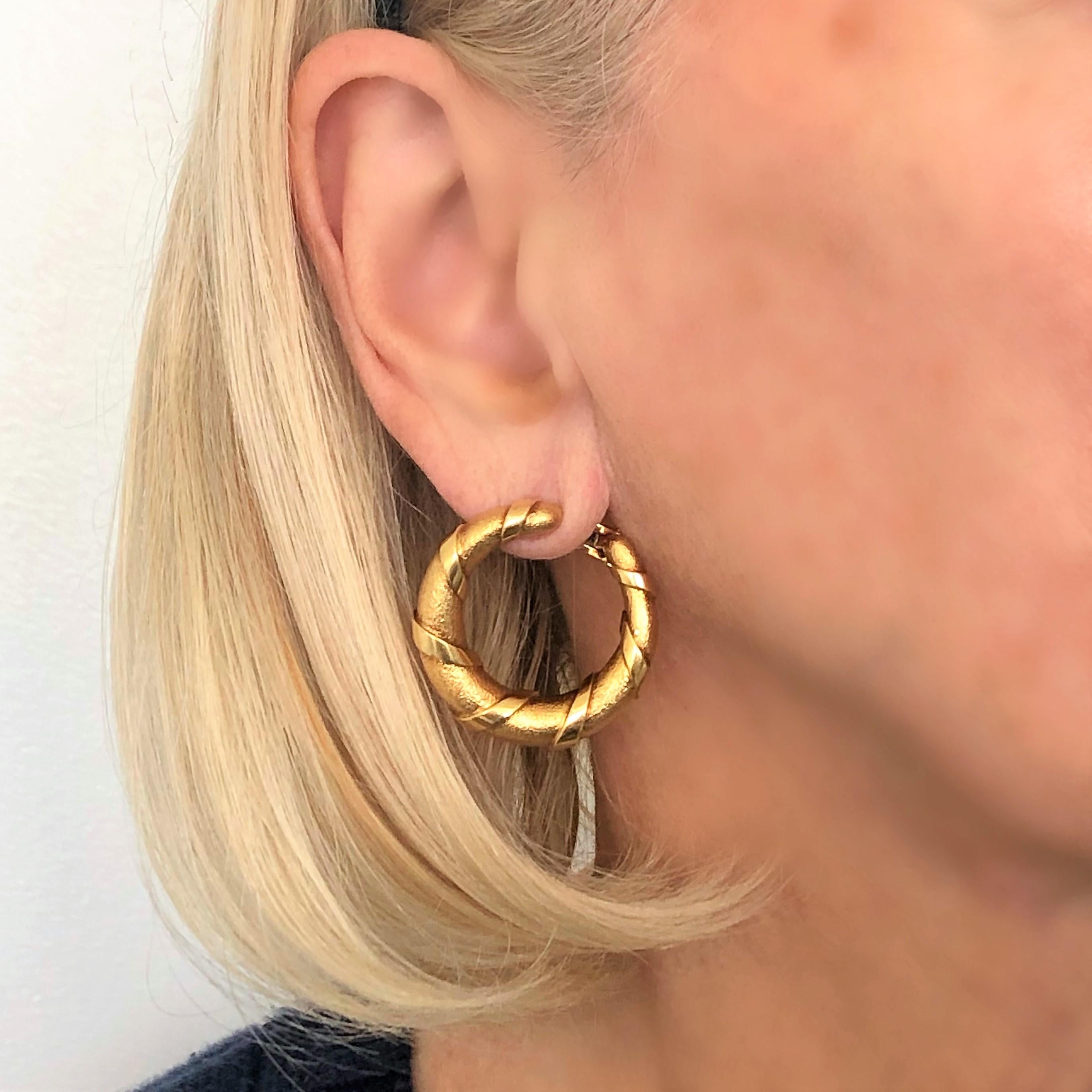 Striking French Cartier Mid-Century Gold Hoop Earrings 4