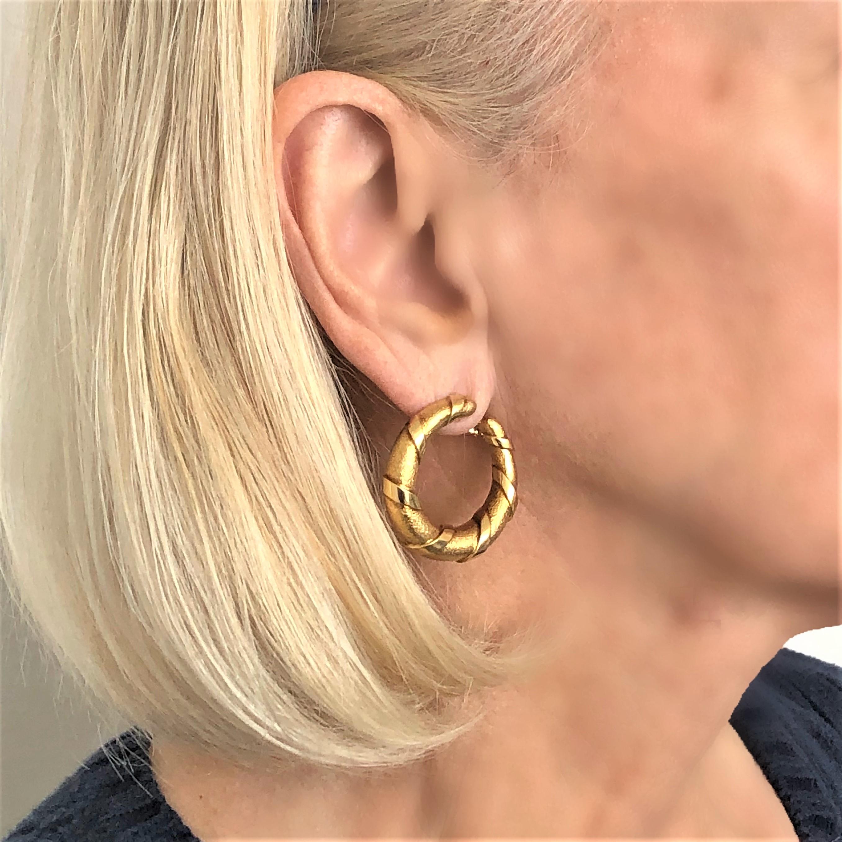 Striking French Cartier Mid-Century Gold Hoop Earrings 5