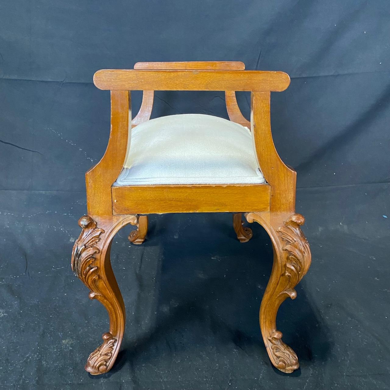  Striking French Louis XV Carved Walnut Chair and Ottoman Set For Sale 5