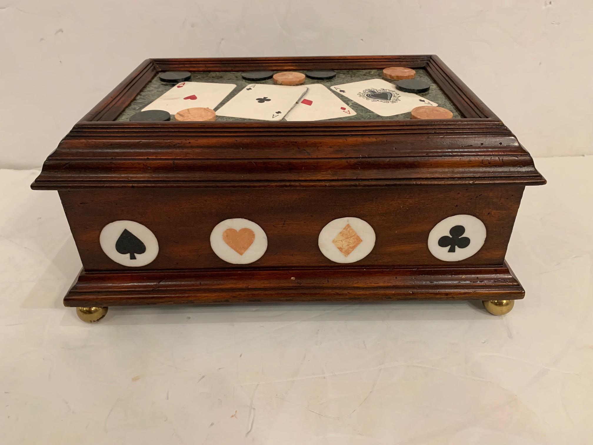Striking Game Motife Box Decorated with Painted Cards For Sale 8