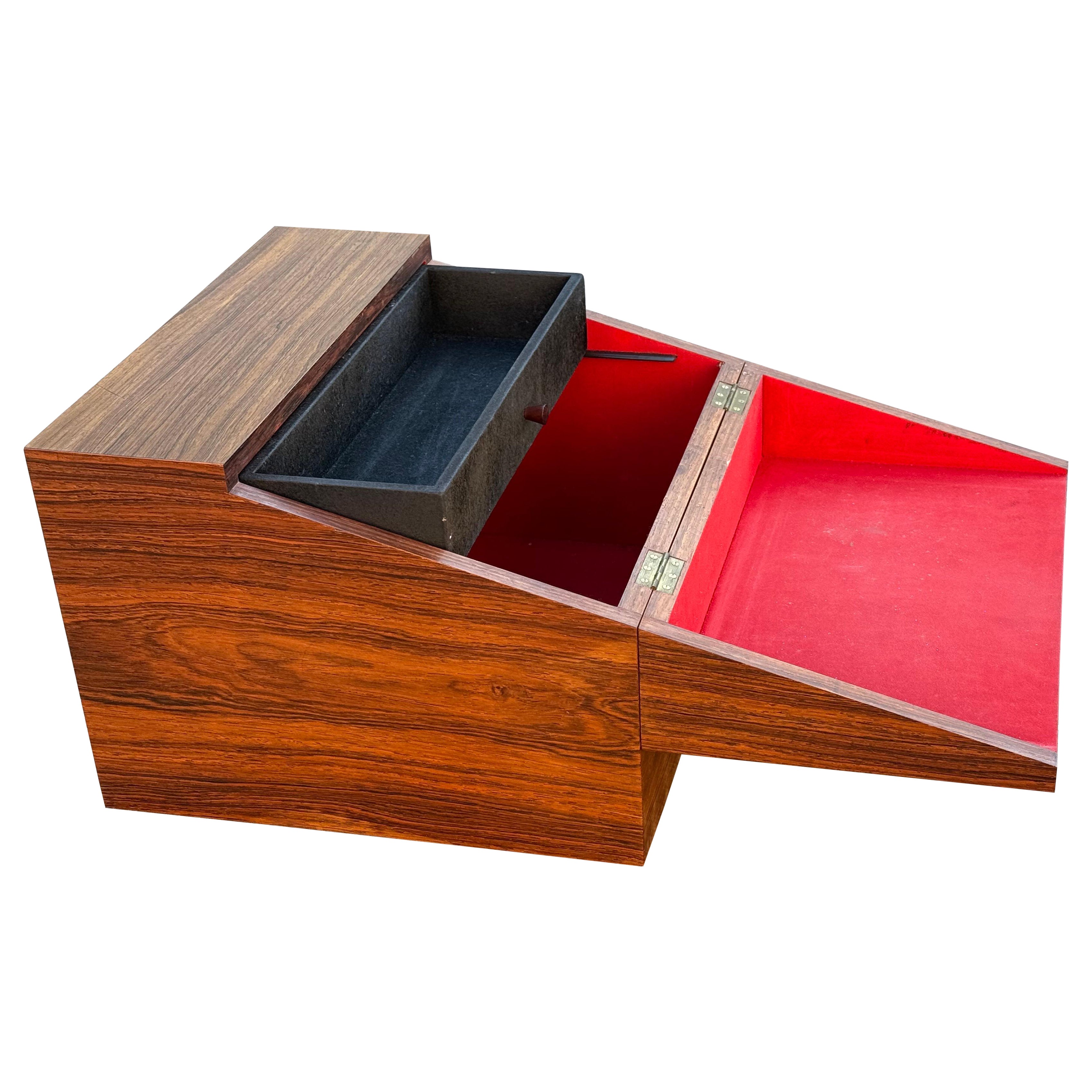 Striking Geometric Rosewood Bar Cabinet by Leif Alring, Denmark, 1960s For Sale