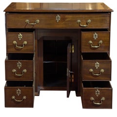 Striking George III Mahogany Kneehole Desk with Original Hardware