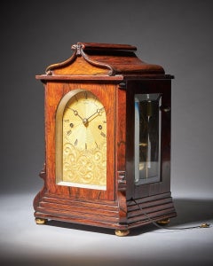 Striking George IV Eight-Day Rosewood Pagoda Library Clock by French, London