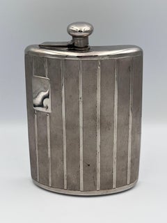 Striking German Art Deco Hip Flask with Cartouche & Textured Design, circa 1920s