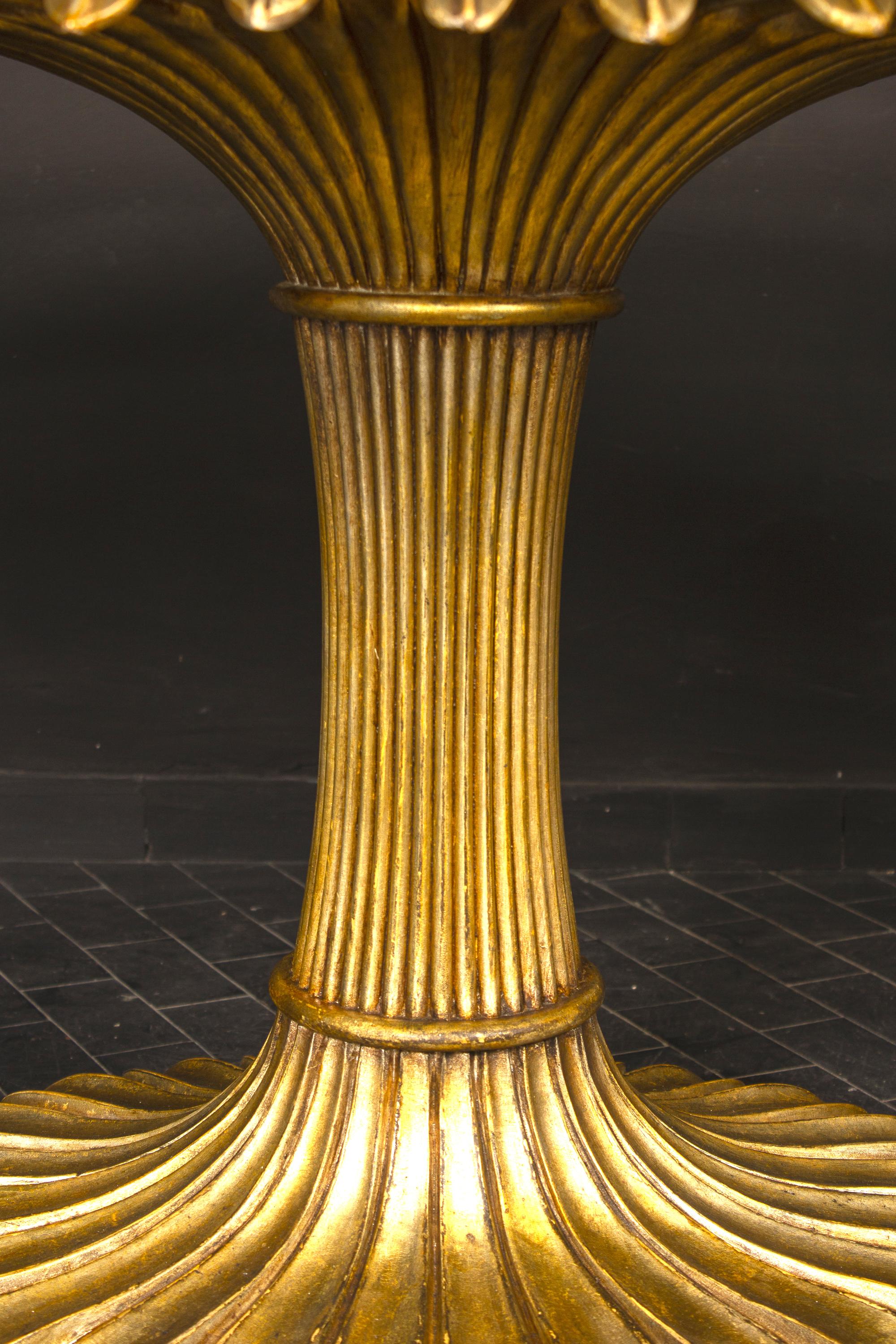 Striking Giltwood Palm Sculpture Dining or Center Table, Italy, 1970 3