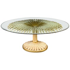 Striking Giltwood and Painted Palm Sculpture Dining or Center Table Italy, 1970