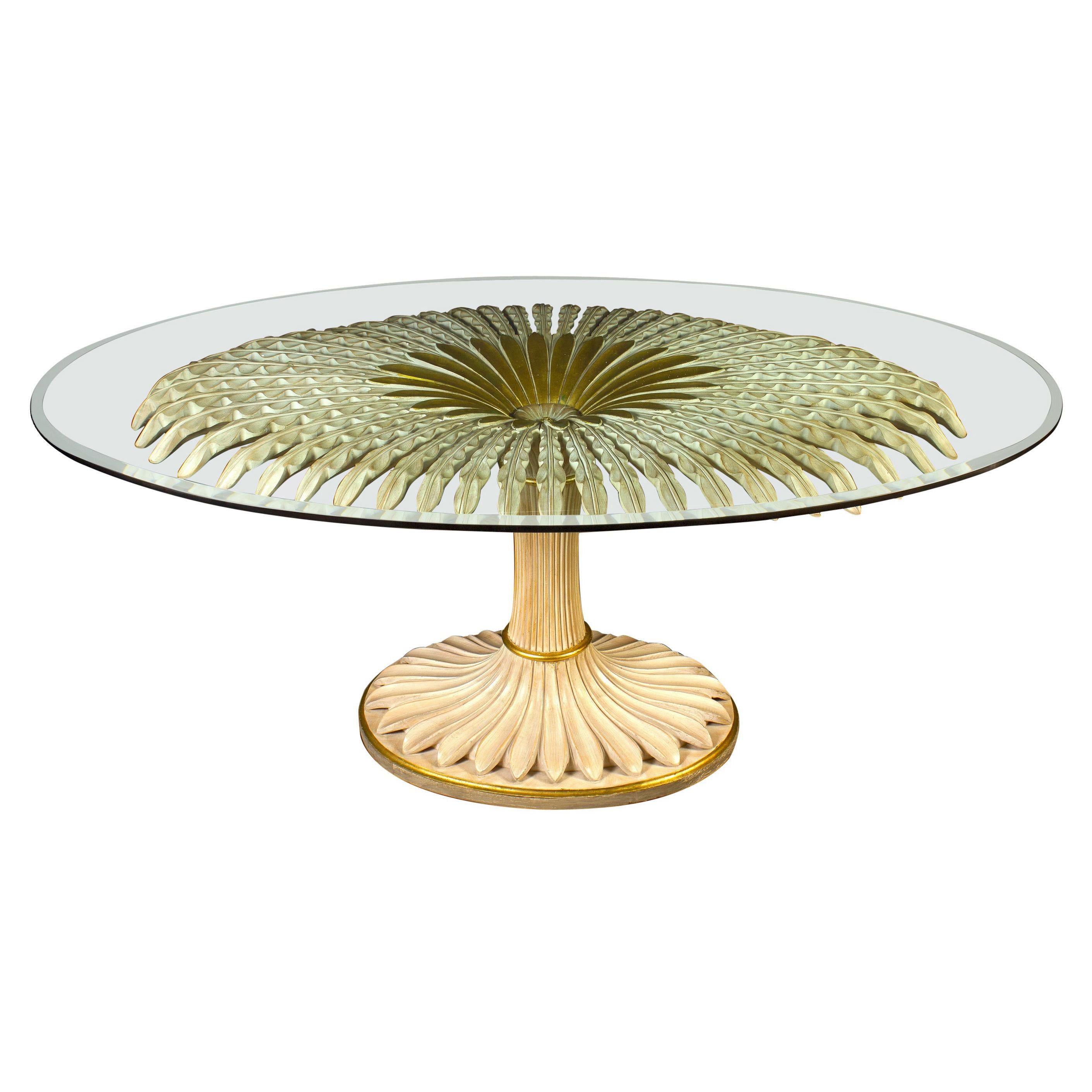 Striking Giltwood and Painted Palm Sculpture Dining or Center Table, Italy, 1970