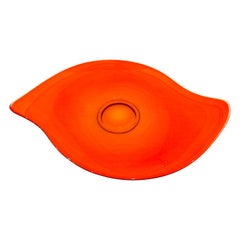 Striking Glass Centerpiece Decorative S-Shape Plate in Orange Yellow