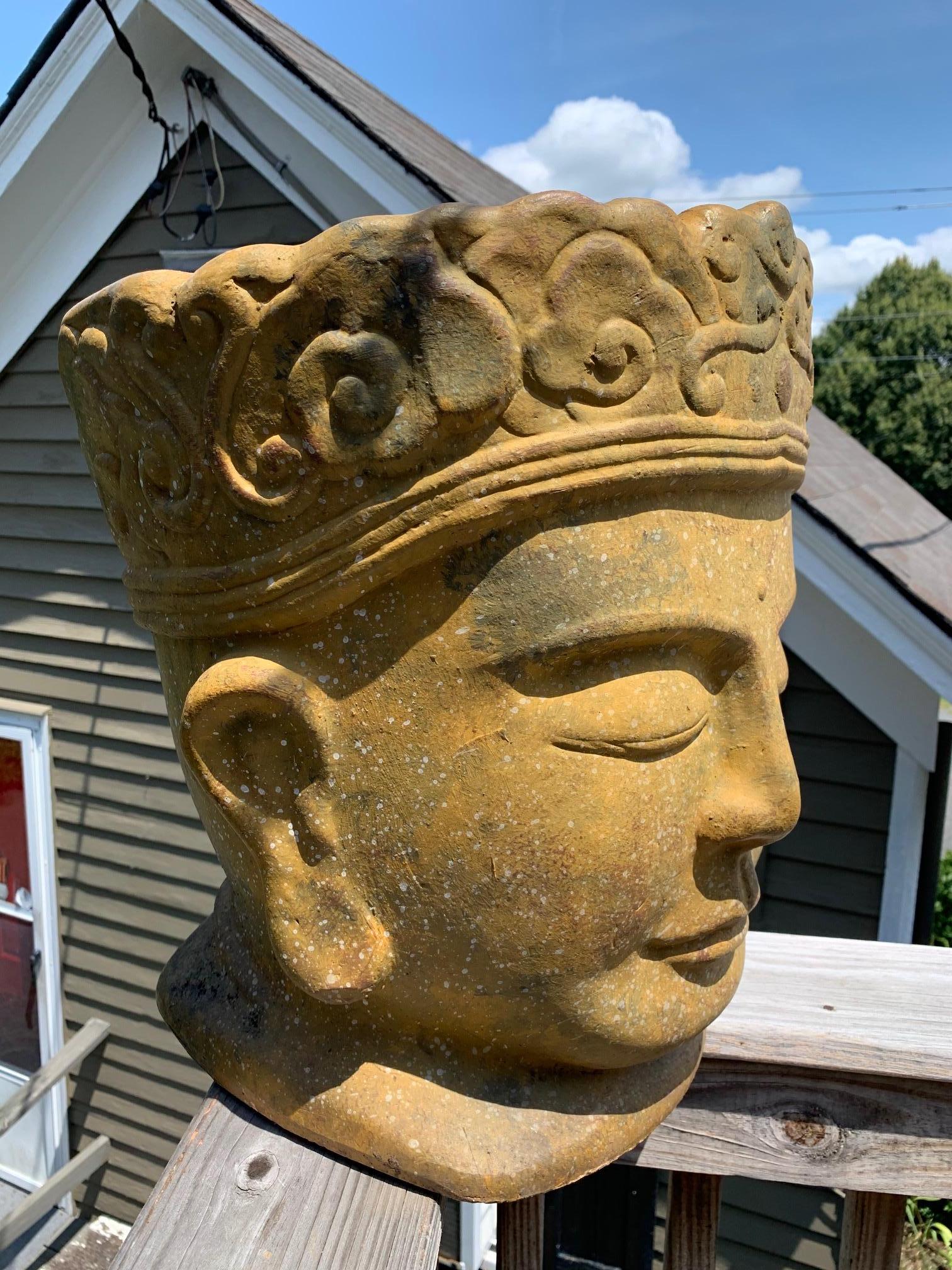 Thai Striking Glazed Terracotta Buddha Head
