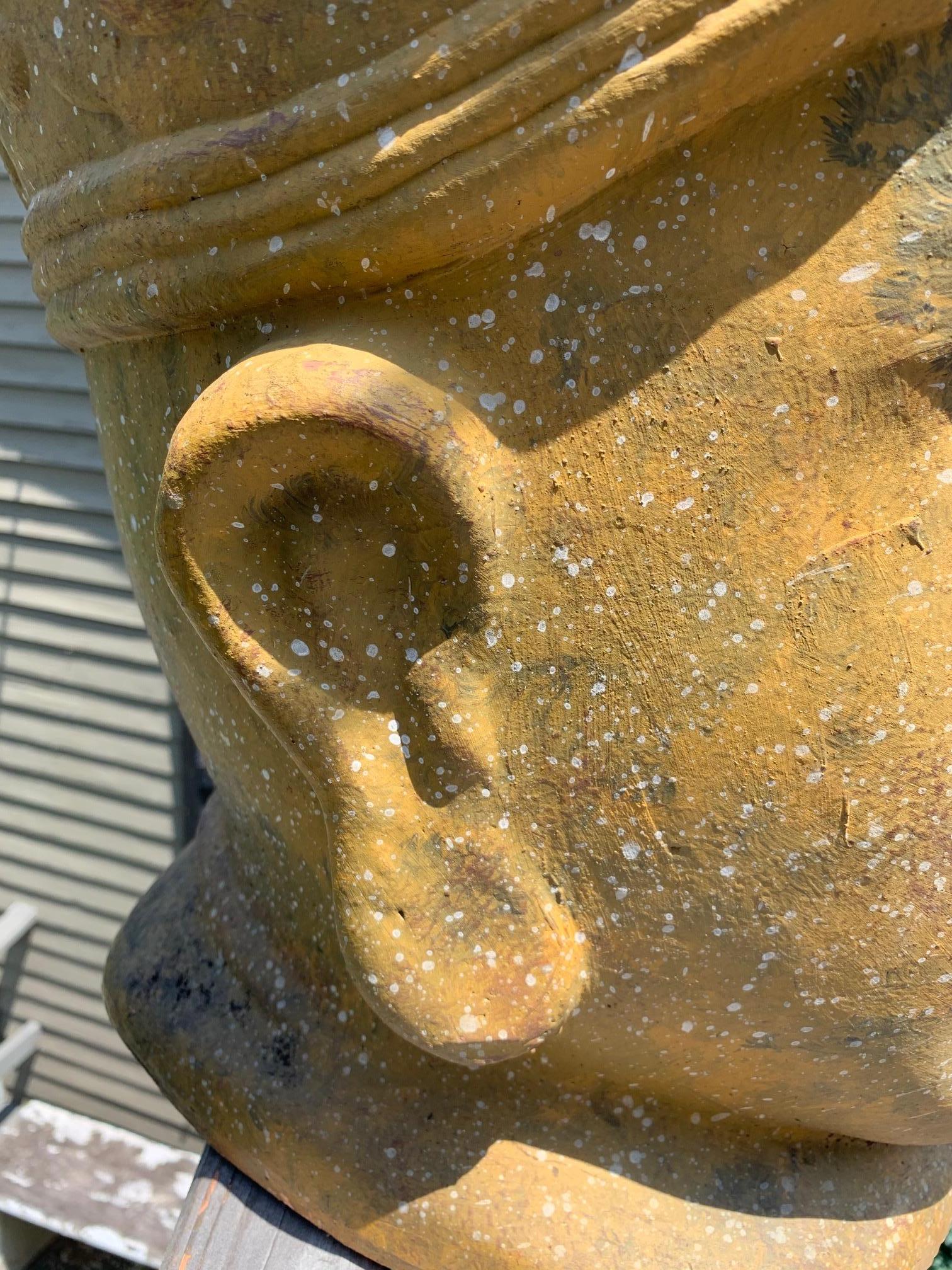 Striking Glazed Terracotta Buddha Head In Excellent Condition In Hopewell, NJ
