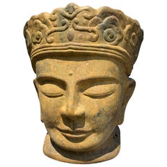 Striking Glazed Terracotta Buddha Head