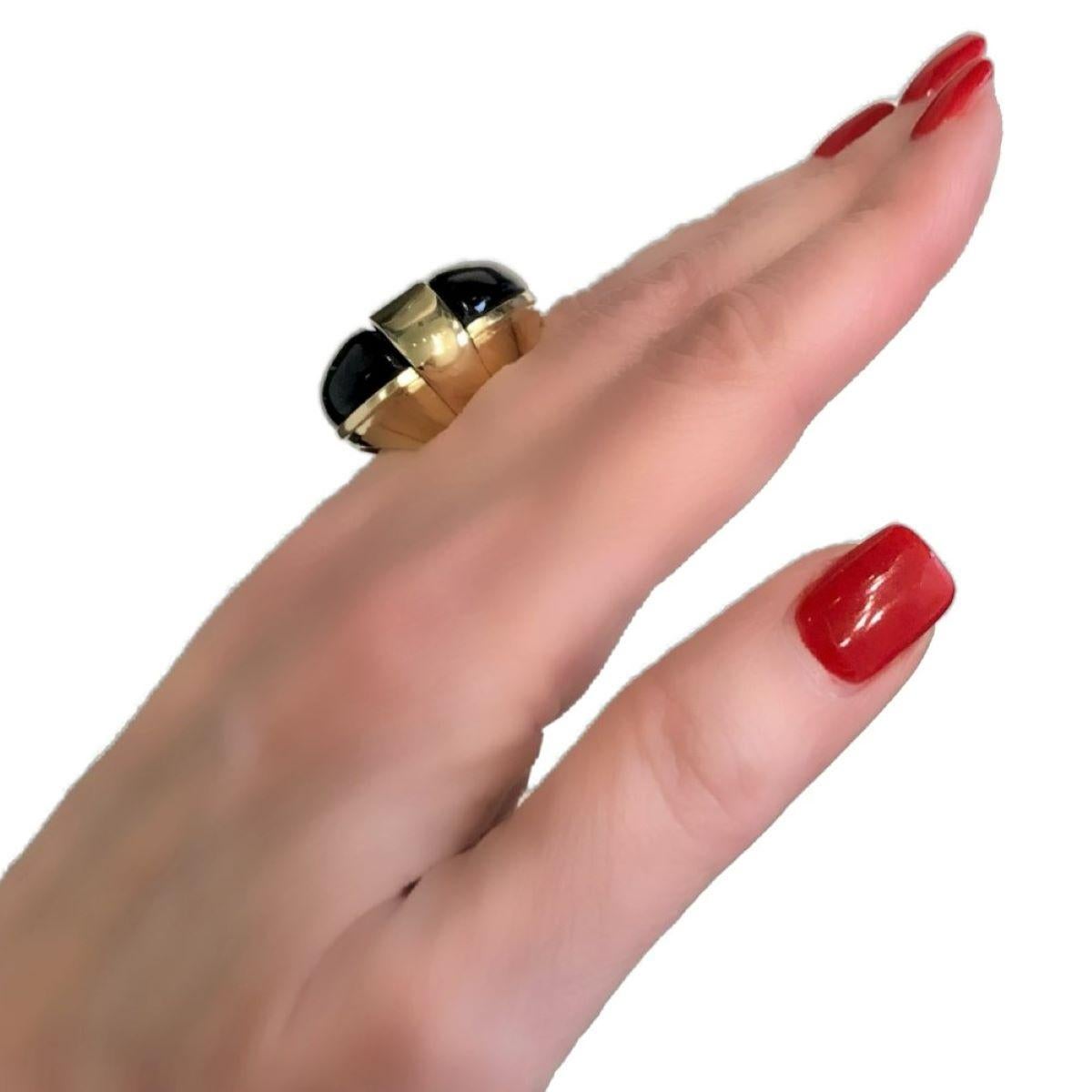 Striking Gold and Onyx Statement Ring For Sale 4