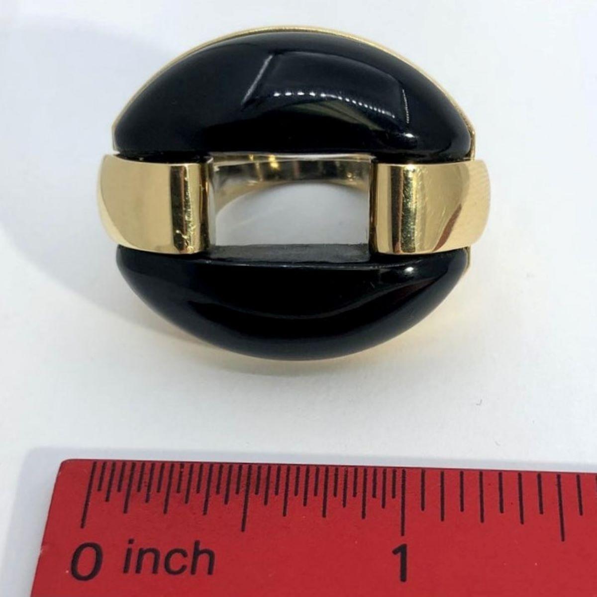 Women's Striking Gold and Onyx Statement Ring For Sale
